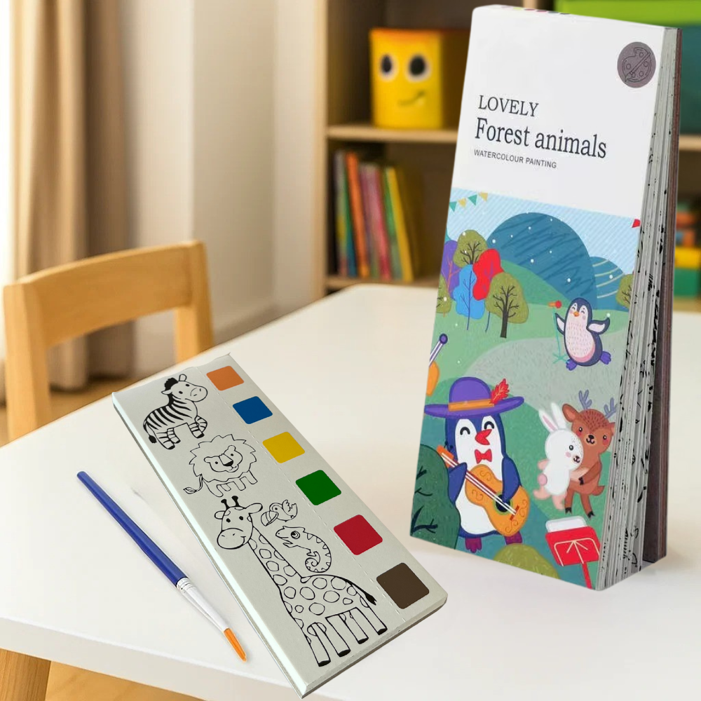 Альбом "Forest animal" для розфарбовування акварельними фарбами розмальовка з пензликом, фарбами для творчості Кам'янець-Подільський - фото 1