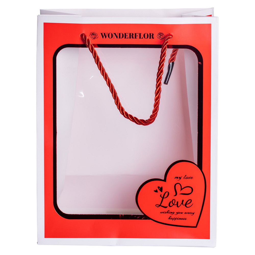 Набір подарункових пакетів з паперу Love з віконцем 12 шт 18×10×23 см HP-10359-17 Київ - фото 8