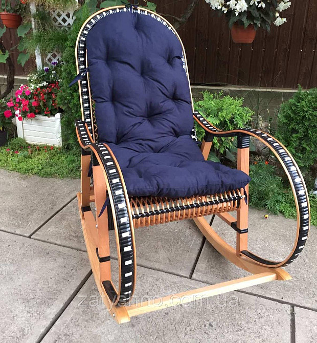 Кресло качалка с подушкой | кресло-качалка плетеная с лозы | кресло качалка коричневая Киев - изображение 2