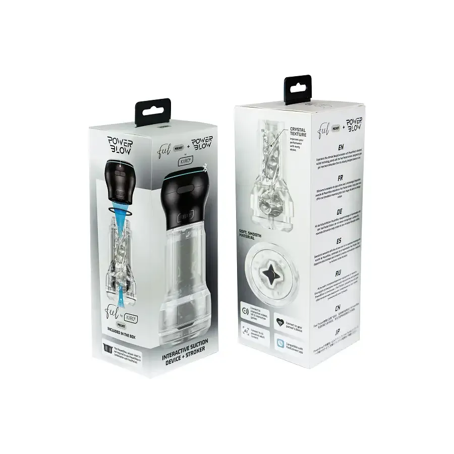 Мастурбатор Kiiroo Feel Pocket Crystal зі всмоктувальною інтерактивною насадкою PowerBlow Combo Set Львів - фото 8