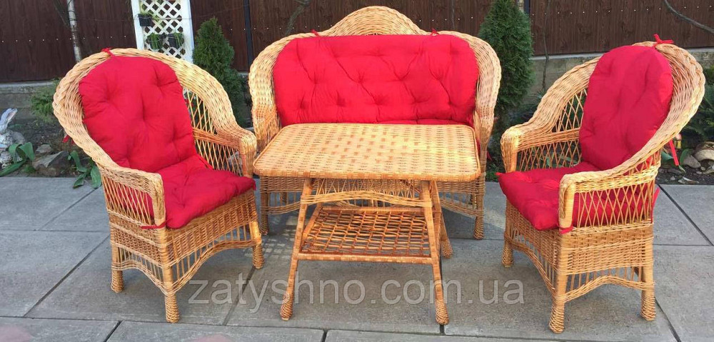 Плетеная мебель с накидками | мебель из лозы с красными накидками| ротанговая мебель с накидками Киев - изображение 4