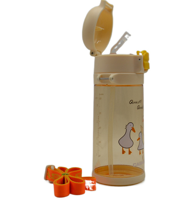 Пляшка для води CASNO 690 мл KXN-1219 Помаранчева (Гуси) з соломинкою Кам'янське - фото 3