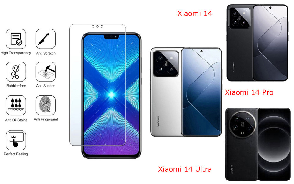 Захисне скло NeoGlass для Xiaomi 14, 14 Pro, 14 Ultra – надпрозоре та стійке Київ - фото 4