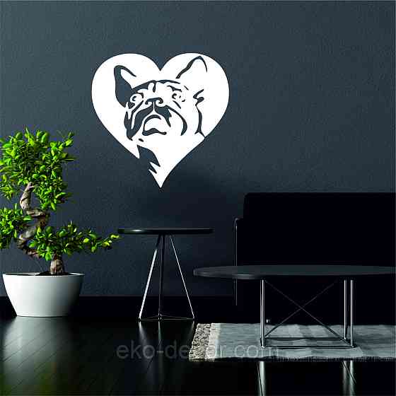 Декоративне настінне Панно «Французький  бульдог», Декор на стіну 110*84 см, Білий Київ