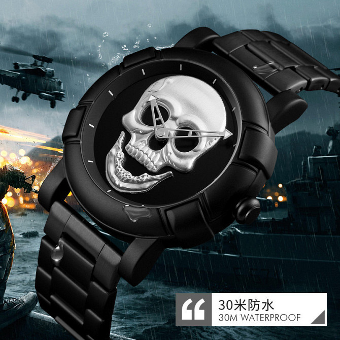 Оригинальные часы Skmei Skull 9178 Black-Silver Винница - изображение 5