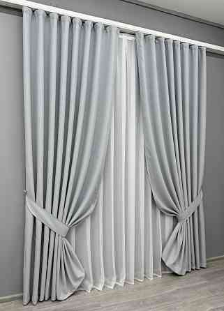 Комплект штор VR-Textil Блекаут двосторонній Scandi № 1899ш Сіро-блакитний 150х270 см 2 шт (33-0931) Київ