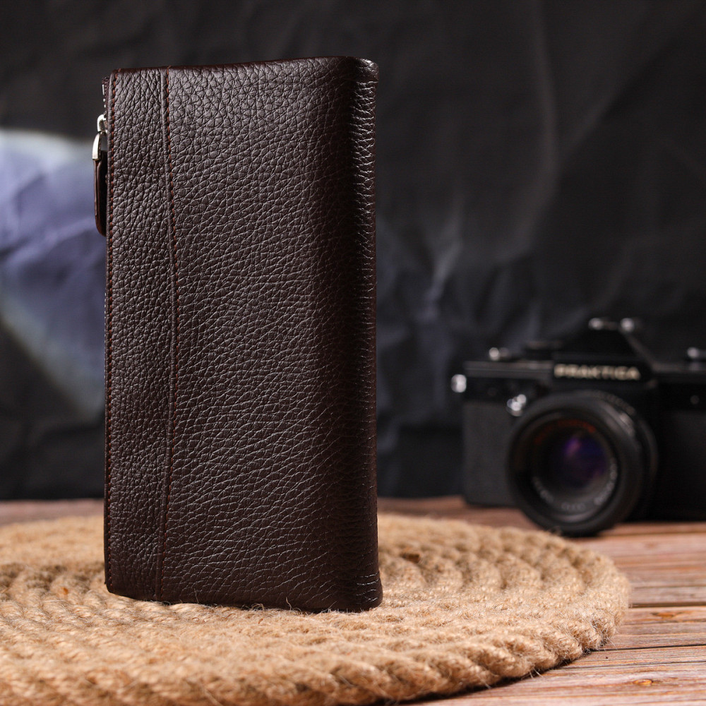 Практичний гаманець із натуральної зернистої шкіри CANPELLINI 21632 Коричневий Київ - фото 10