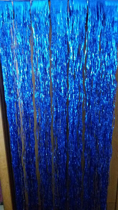 Дождик на елку новогодний волнистый 150 см на 22 см синий Киев - изображение 3