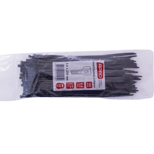 Хомут пластиковий 3,6*250мм чорний 100шт/уп APRO Житомир - фото 4