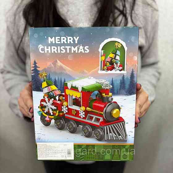 Новогодний конструктор рождественский поезд 322 детали Christmas train 8783-5 Хмельницкий