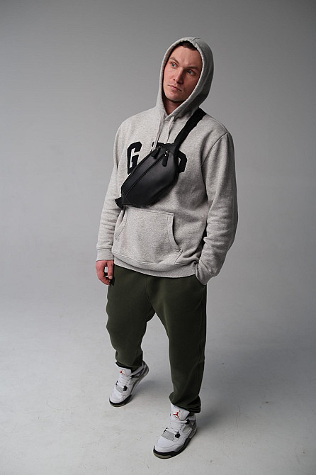 Чоловіча сумка-бананка чорна, сумка на пояс SL011 (Чорна) Суми - фото 5