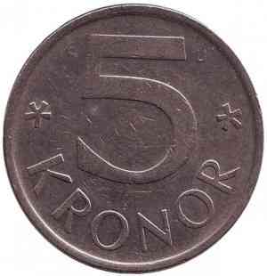 Монета 5 крон. 1977,82 рік, Швеція. (АЕ) Полтава