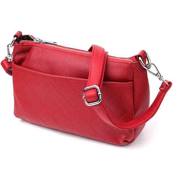 Женская кожаная сумка с двумя удобными ремешками Vintage 22927 Красный Киев