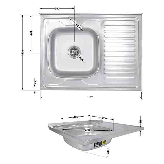Кухонная мойка Brinex 6080-L 0,6 мм Satin (BRIN6080LSAT06) Киев