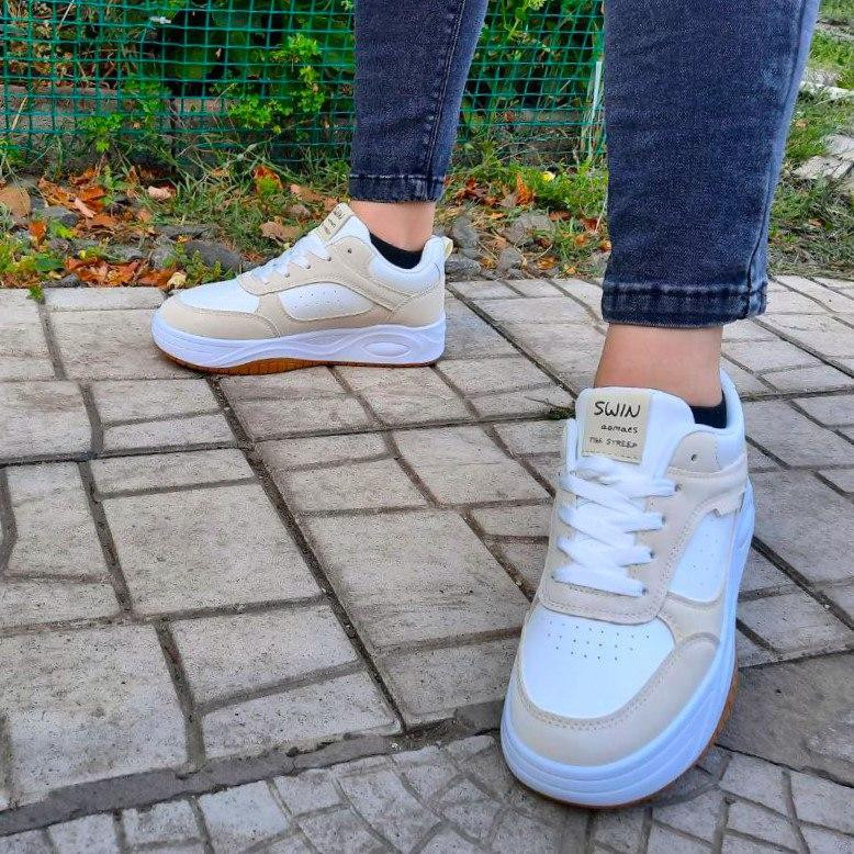 Женские Бежевые Кроссовки Белые Слипоны Мокасины (размеры: 37,38,39,40) Днепр - изображение 8