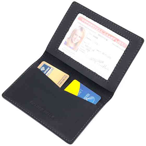 Стильная обложка на военный билет в винтажной коже Карта GRANDE PELLE 16780 Черная Киев