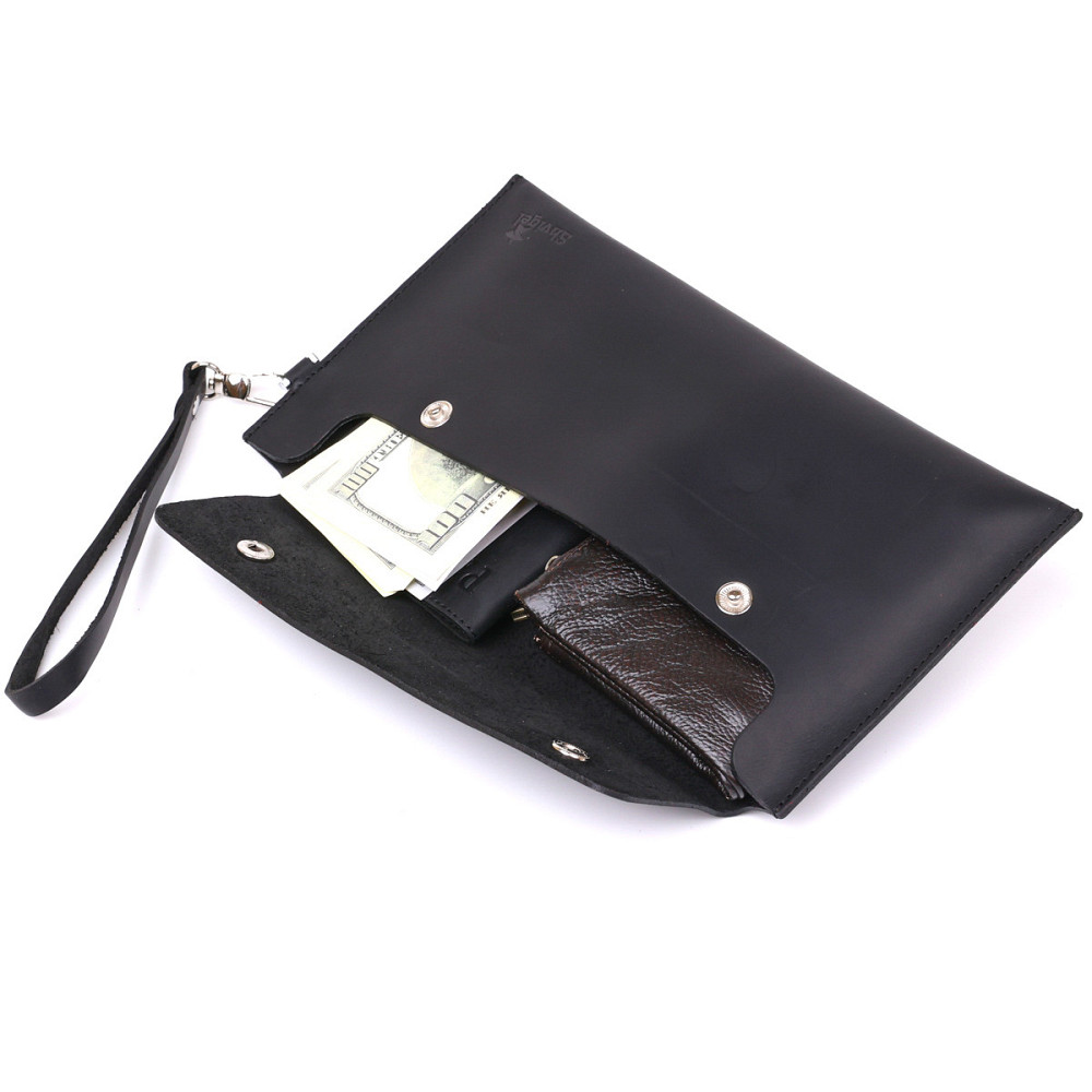 Кожаная матовая тревел-косметичка унисекс Shvigel 16426 Черный Киев - изображение 5