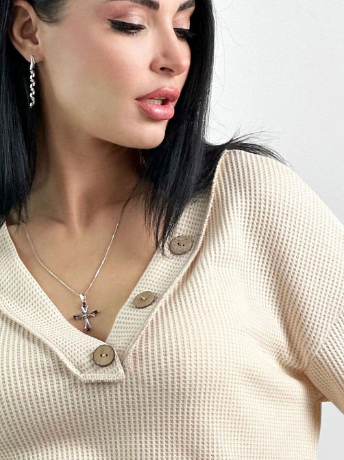 Жіночий пуловер з гудзиками "Pearl" оптом | Норма Бежевий, 46-48 Київ - фото 2