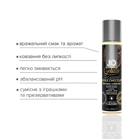 Змазка на водній основі System JO GELATO Double Chocolate (30 мл) без цукру, парабенів та гліколю Львів