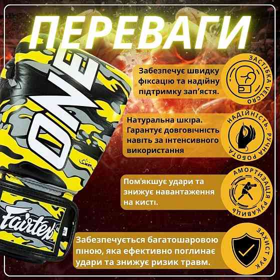 Боксерские перчатки Fairtex BGV-ONE X STBG (натуральная кожа) 14 унций Киев