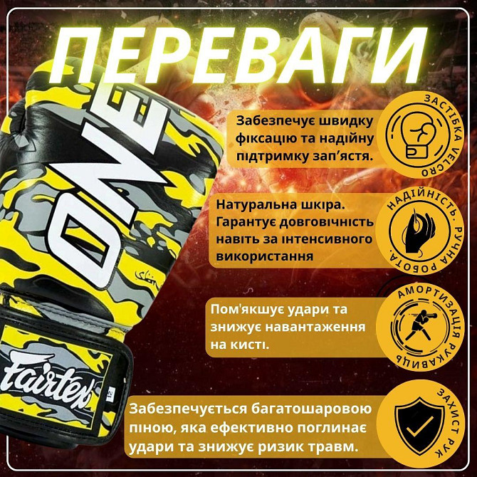 Боксерские перчатки Fairtex BGV-ONE X STBG (натуральная кожа) 14 унций Киев - изображение 3