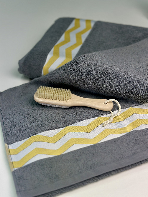 Комплект махрових рушників Ideal Textile з бордюром 2 шт (50х90см + 70х140см) Чернівці - фото 2