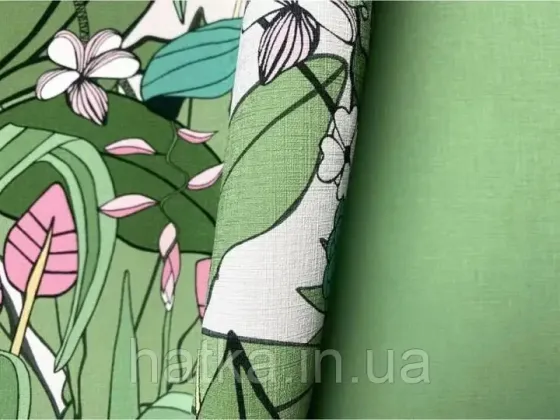 Шпалери вінілові на флізеліні Rasch Clasik 0,53 джунглі пальми квіти яскраво-зелені рожеві сині Київ