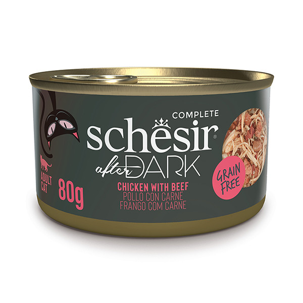 Schesir After Dark Chicken With Beef ШЕЗІР КУРКА З ЯЛОВИЧИНОЮ в бульйоні натуральні консерви для котів, банка 80г Київ - фото 1