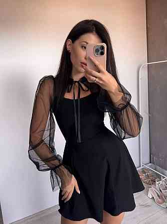 Женское нежное платье с рукавами из сеточки креп дайвинг 46/48 Одесса