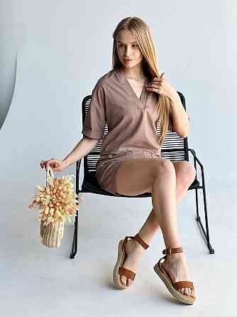 Лляний костюм з шортами "Jade" оптом | Норма і батал | Розпродаж моделі Київ