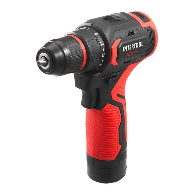 Дриль-шурупокрут акумуляторний, безщітковий двигун, 12 В, 50 Nm, 0-500/0-1900 об/хв, патрон 0,8-10 мм, 2x2,0 Аг INTERTOOL WT-0322 Киев - изображение 1