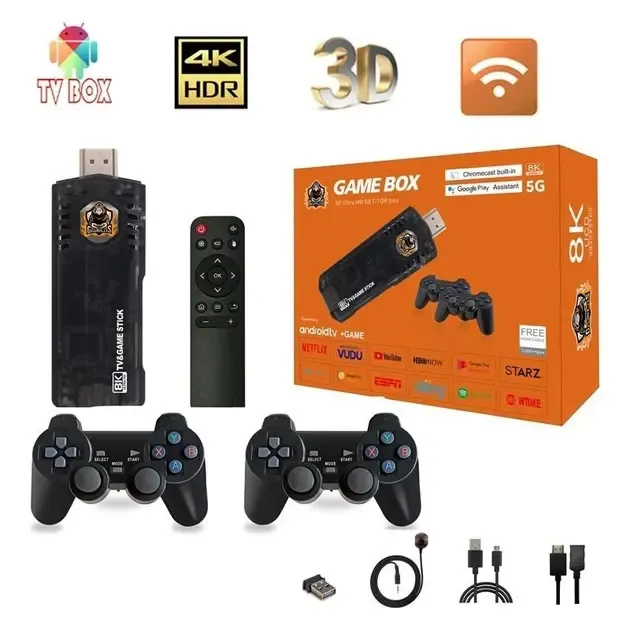 Игровая ТВ приставка Game Box 8K 8X M98 Smart TV Stick 64GB геймстик с геймпадами + 10000 встроенных игр Коломия - фото 5