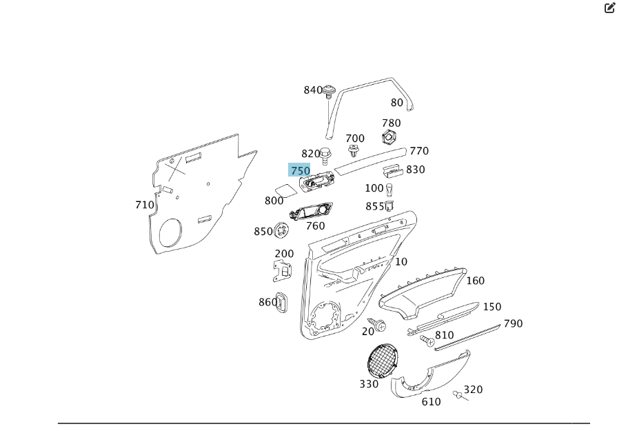Mercedes-Benz  A1647600961 Внутрішня ручка відкриття задніх лівих дверей ML W164 Одесса - изображение 2