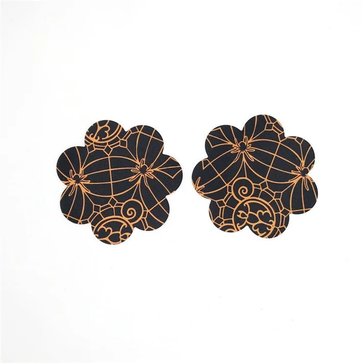 Наклейки на груди Ромашки з павуками 75 мм чорно-помаранчевий Київ - фото 1