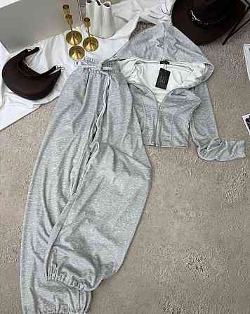 Женский прогулочный костюм двойка: кофта и штаны велюр Серый, 46/48 Одесса