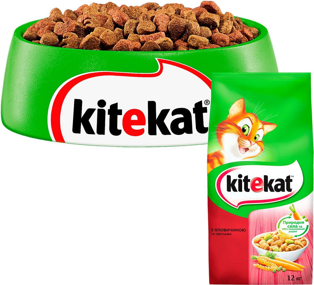 Сухой корм для взрослых кошек KiteKat (КитиКет) с говядиной и овощами 12 кг Винница - изображение 3