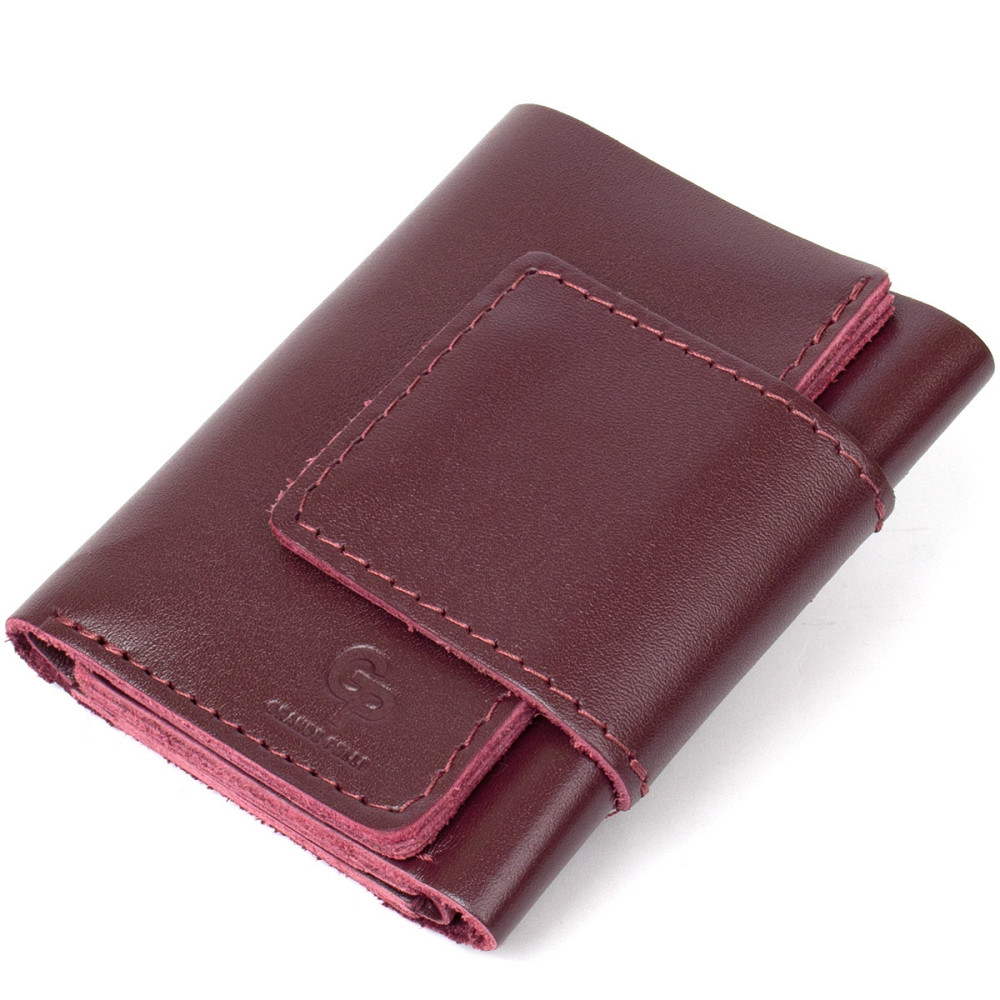 Глянсове шкіряне портмоне Бордовий (GRANDE PELLE) Київ - фото 5