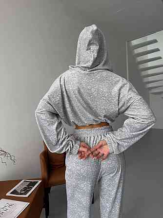 Жіночий велюровий костюм-двійка: худі на блискавці та штани Меланж, 46/48 Одеса