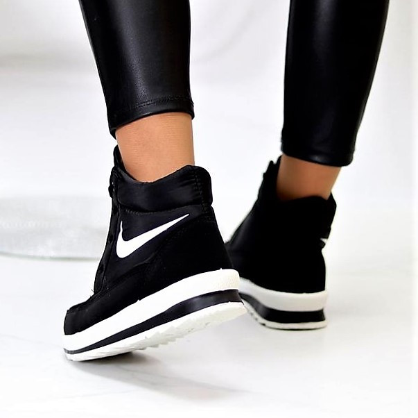 Зимові жіночі Кросівки на хутрі Чорні Найки Снікерси в стилі N!ke (розміри: 36,37,38,39,40) Дніпро - фото 9