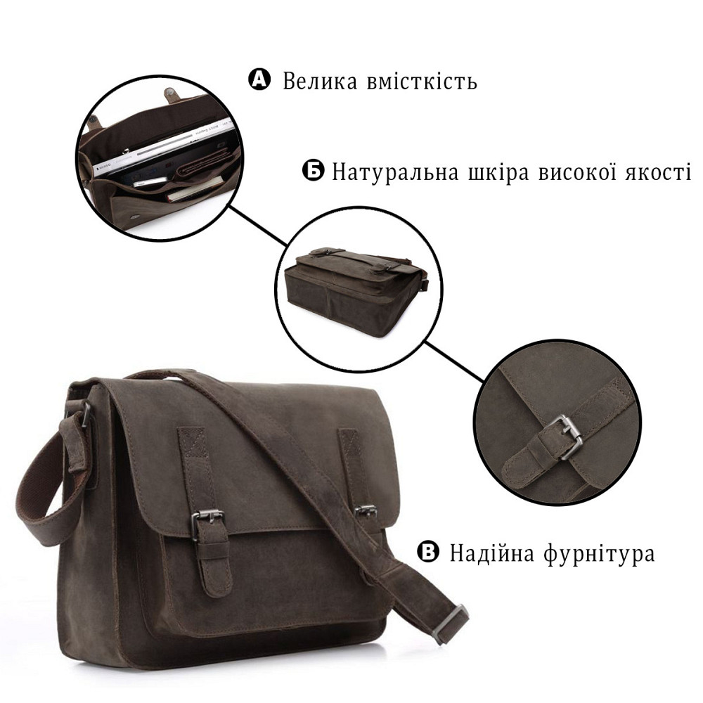 Сумка чоловіча Vintage 14097 Сіра Київ - фото 4