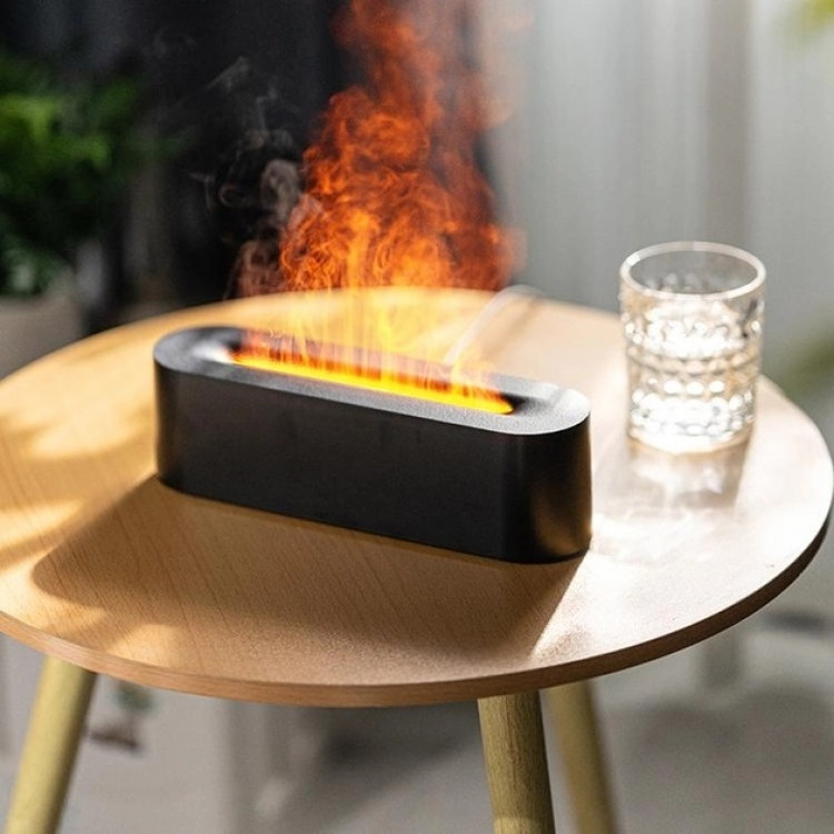 Зволожувач повітря аромадифузор портативний з ефектом полумя 25см Black Вінниця - фото 1