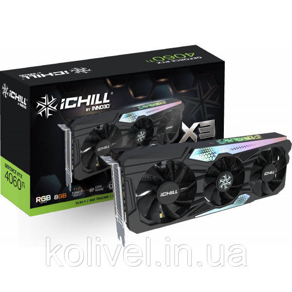 GeForce RTX4060 Ti Inno3D iChill X3, 8GB GDDR6, 128bit, PCI Express 4.0 X8 (C406T3-08D6X-17113389) Киев - изображение 3