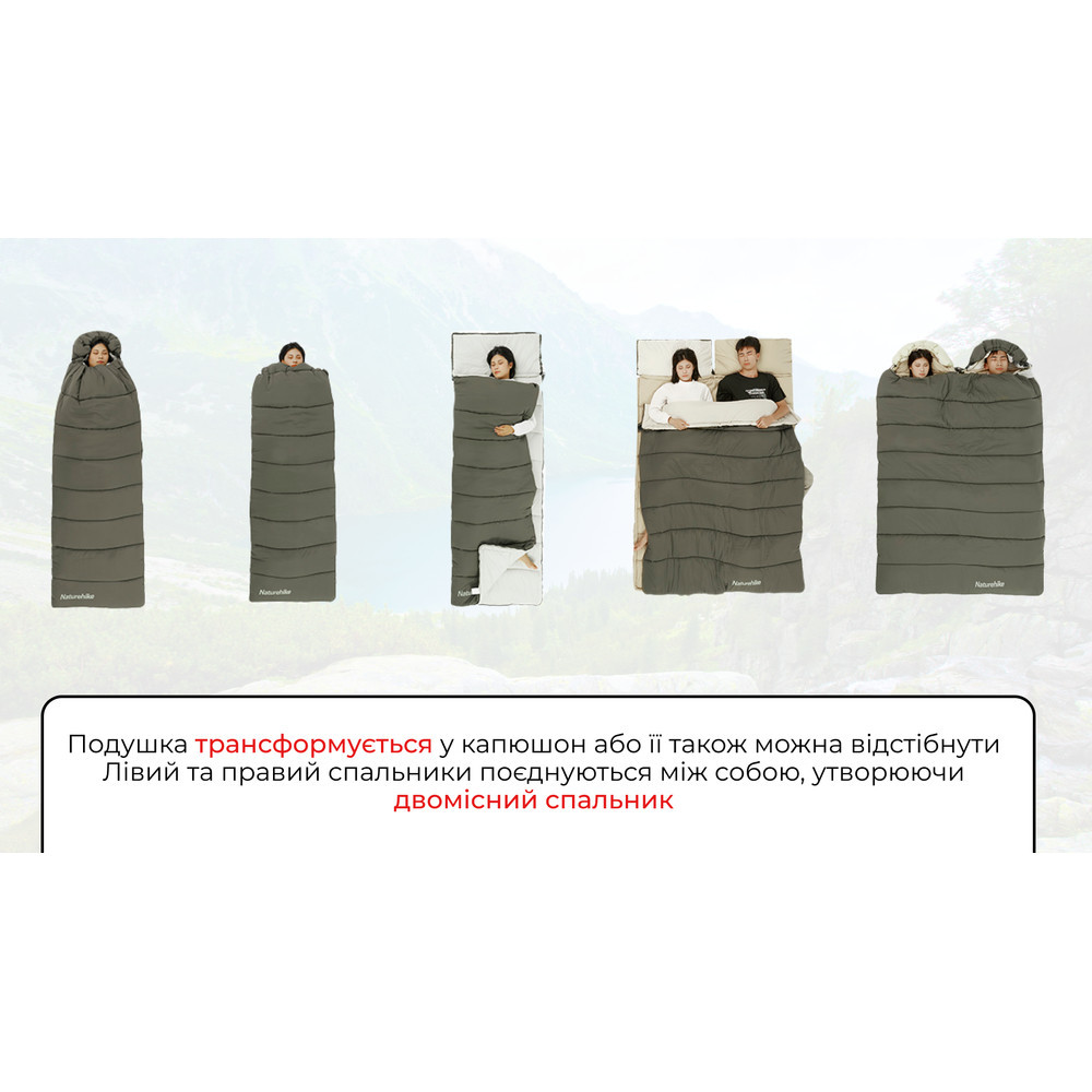 Спальный мешок Naturehike LD150 CNK2300SD016, темно-зеленый Киев - изображение 9
