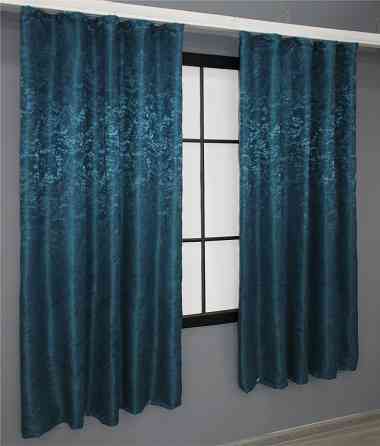 Комплект коротких штор VR-Textil Лен мрамор Pavliani № 1365ш 130х170 см 2 шт Синий (35-0061) Киев