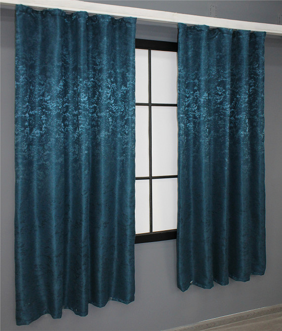 Комплект коротких штор VR-Textil Лен мрамор Pavliani № 1365ш 130х170 см 2 шт Синий (35-0061) Киев - изображение 3