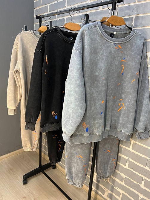 Костюм женский Joy One 24182 оверсайз свитшот с джоггерами вареный утепленный, серый, one size Киев - изображение 9