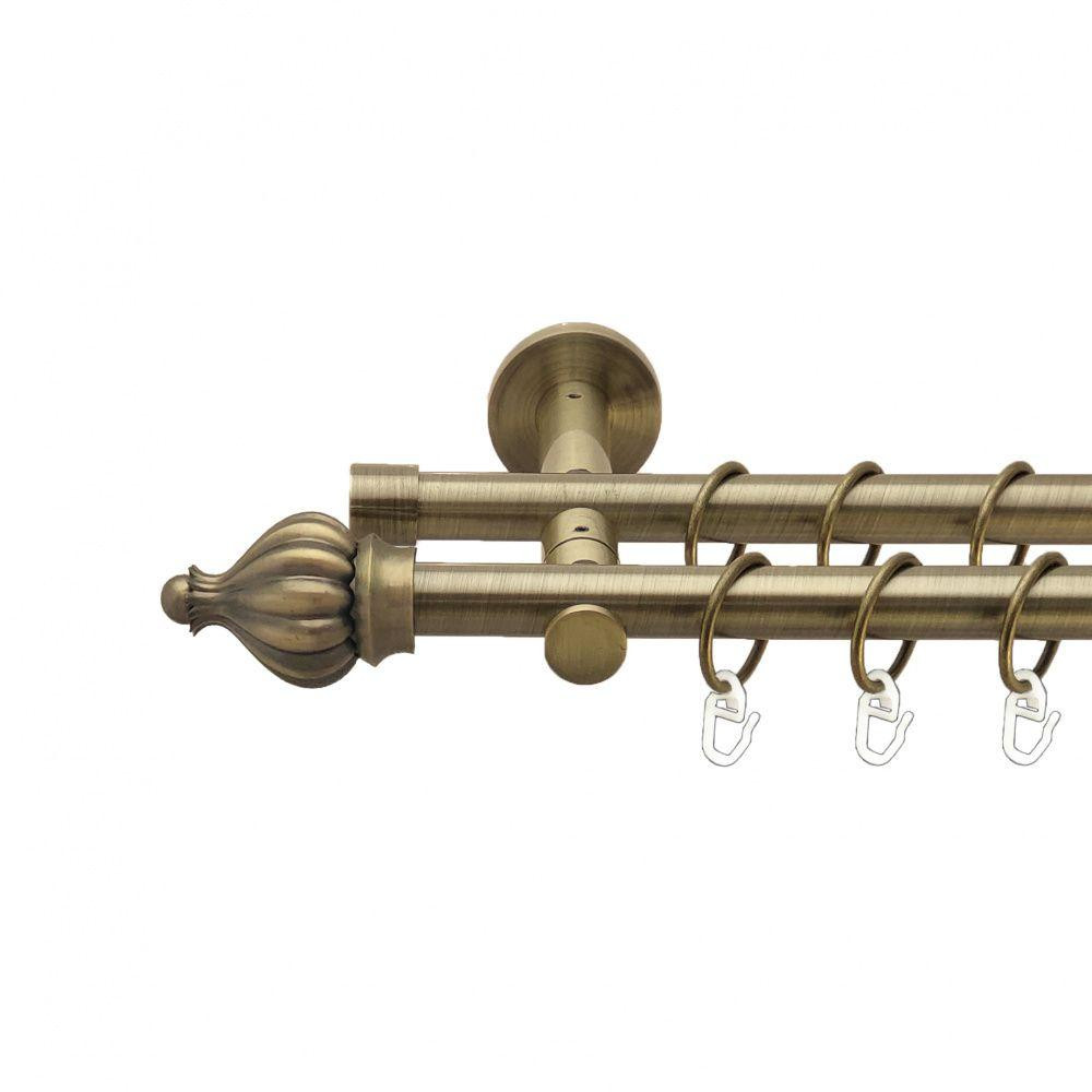 Карниз Orvit Таджа металевий дворядний реверсивний гладка труба кільце металеве Антик 19\19 мм 300 см Львов - изображение 1