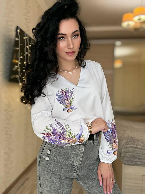 Жіноча святкова блуза з квітами турецький софт Білий 2, 42/44 Одеса - фото 4