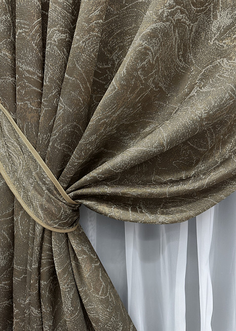 Комплект готовых штор VR-Textil Жакард Fantasy № 1631ш Капучино 100х290 см 2 шт (31-929) Киев - изображение 5