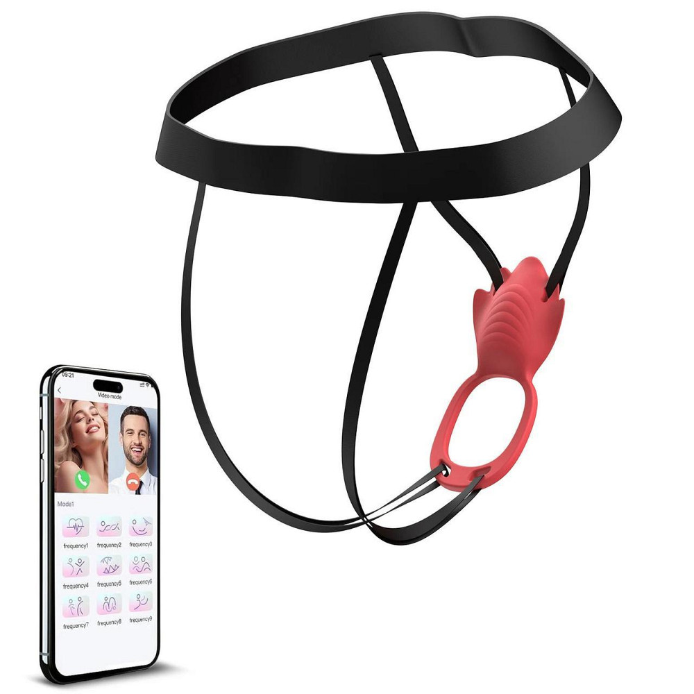 Силіконовий подвійний Smart вібратор-трусики безшумний для пар 6x13 см Червоний Вінниця - фото 16